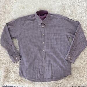 Vistula Tri-Color Gingham Button Up Dress Shirt, size L